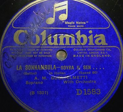 A.M. Guglielmetti "La Sonnambula - Sovra Il Sen.. / Come Per Me Sereno" Columbia