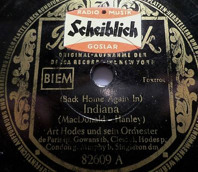 ART HODES & His Orchestra "Indiana / Liberty Inn Dray" Brunswick 1943/44 78rpm