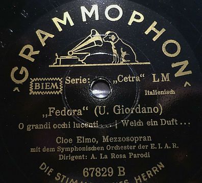 CLOE ELMO, Sung In Italian "O grandi occhi lucenti / O vagabunda stella" 78rpm