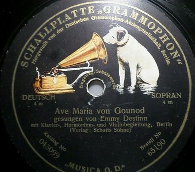 EMMY Destinn "Halleluja (Hummel) / Ave Maria (Gounod)" Grammophon 78rpm 12"