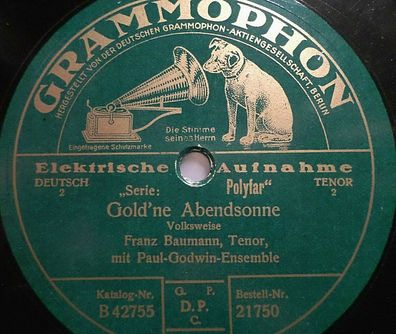 Franz Baumann & PAUL GODWIN "Gold´ne Abendsonne" 78rpm 10" Grammophon 1928