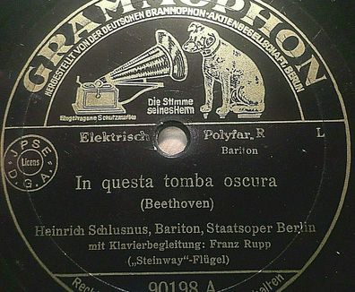 Heinrich Schlusnus "In questa tomba oscura / Ich liebe dich" 10" Grammophon 1932