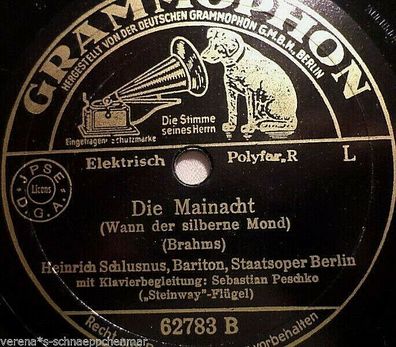 Heinrich Schlusnus, Bariton "Der Gang zum Liebchen" 78rpm 10" Grammophon 1937