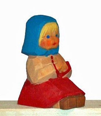 Lotte Sievers-Hahn Krippenfiguren * Kinder Mädchen sitzend * Holz handgeschnitzt