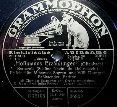 Hüni-Mihacsek & Domgraf-Faßbaender "Ihr Schwalben in den Lüften" Grammophon 1929