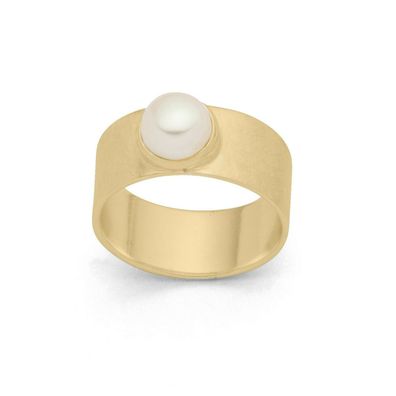 DUR Schmuck Ring BETTY Perle, Silber 925/ - vergoldet (R5415)