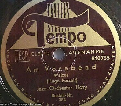 JAZZ-ORCH-TICHY / Klaus Petersen "Friesenlied / Am Vorabend" Tempo 1935 78rpm