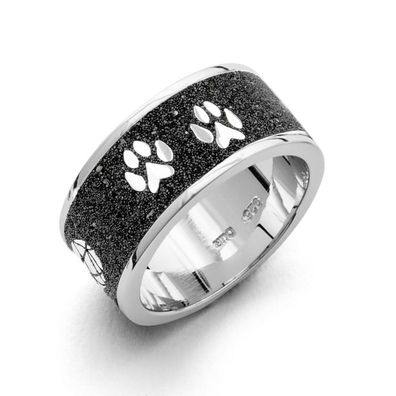 DUR Schmuck Ring LUCKY CAT Sandkatze, Lavasand, Silber 925/ - rhodiniert (R4689)