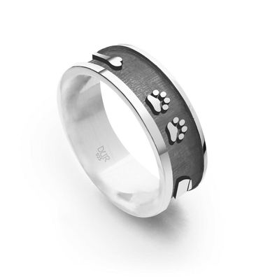 DUR Schmuck Ring LUCKY DOG 2.0 sandlos, Silber 925/ - rhodiniert (R5621)