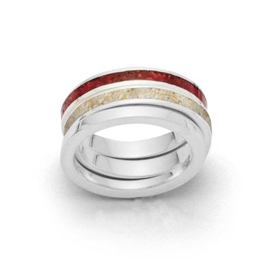DUR Schmuck Ring MARINA II Strandsand, Koralle, Silber 925/ - rhodiniert (R5411)
