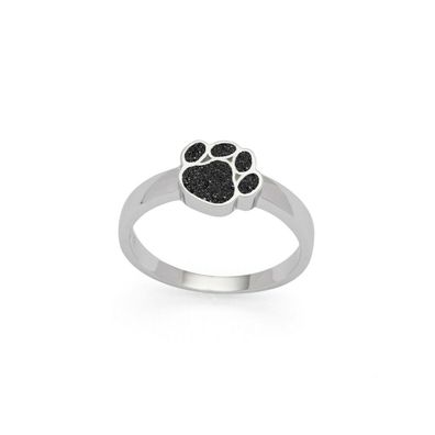 DUR Schmuck Ring PFOTE Lavasand, Silber 925/ - rhodiniert (R5610) Hundepfote