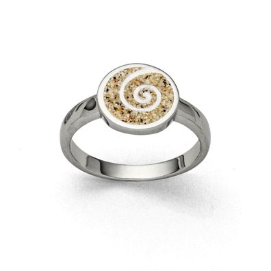DUR Schmuck Ring Sandspirale 2.0 Strandsand, Silber 925/ - rhodiniert (R5566)