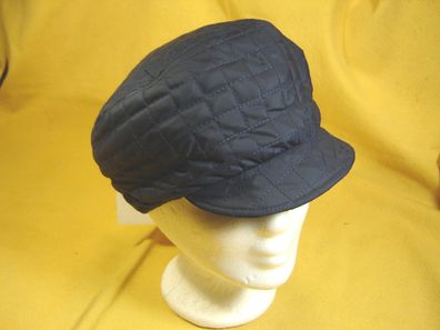 Vintage Damencap Kappe gesteppt dunkelblau 60er 70er Jahre