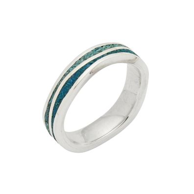 DUR Schmuck UNISEX Ring Meeresblau, Steinsand, Silber 925/ - rhodiniert (R5104)