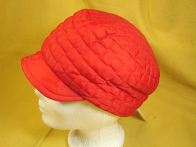 Vintage Damencap Kappe gesteppt rot 60er 70er Jahre Gr 55 B9 Z