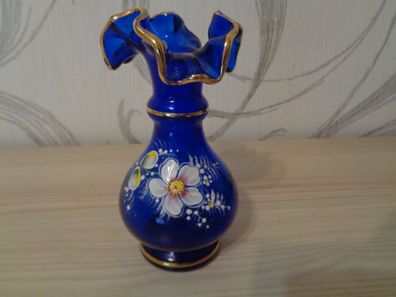 kleine Vase-schöne Form-Bohemia -handbemalt-14,5cm