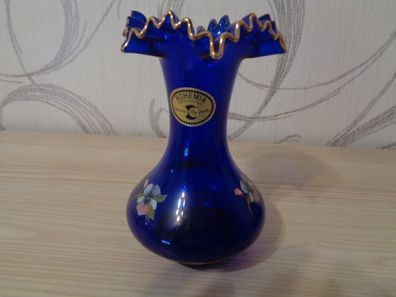 kleine Vase-schöne Form-Bohemia -handbemalt-16cm