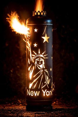 Feuerstelle New York USA America Feuertonne aus einer Gasflasche Feuerflair
