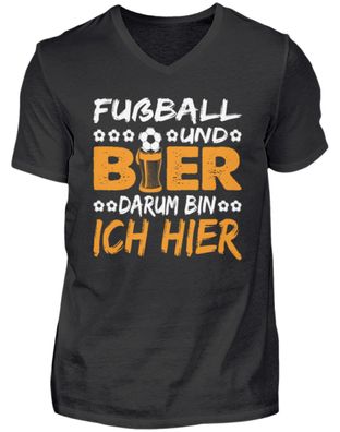 FUßBALL UND BIER DARUM BIN ICH HIER - Herren V-Neck Shirt