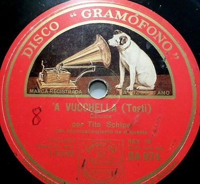 TITO SCHIPA "Nina (Romanza) / A Vucchella (Tosti)" Disco Gramofono 1927 10"