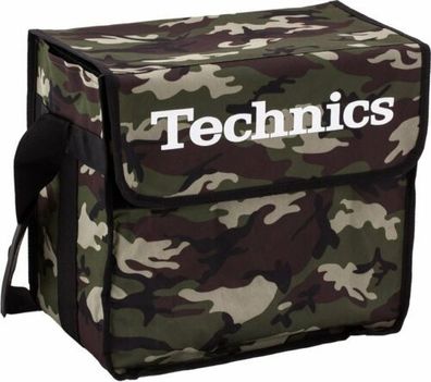 Technics DJ Bag Camouflage Grün Logo weiss Seitentasche Schultergurt ca 60 LPs