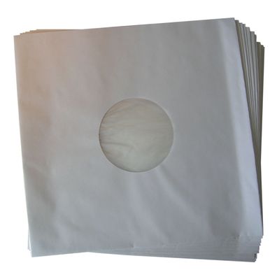 100x LP Innenhüllen Schutzhüllen weiß 90gr gefüttert Mittelloch ohne Eckschnitt