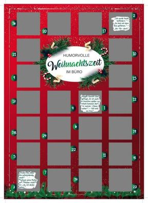 Rubbel Adventskalender Humorvolle Weihnacht im Büro rot A3 hoch mit Rubbelsticker