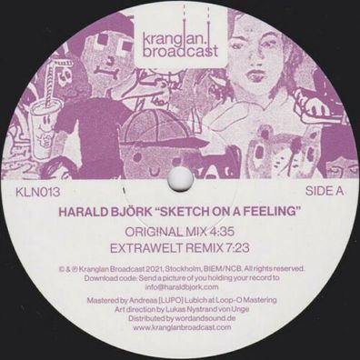 Harald Björk Sketch On A Feeling Extrawelt Remix 12" Vinyl 2021 Kranglan KLN013