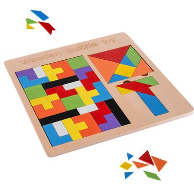 Holzpuzzle für Kinder - Denkspiele - Holz Logikspiele Tangram Puzzle 11226