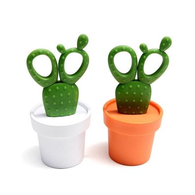 Kaktus Schere im Topf Cactus Scissors Qualy Büro Klammer Organizer Weiß Orange