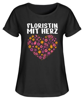 Floristin MIT HERZ - Damen RollUp Shirt