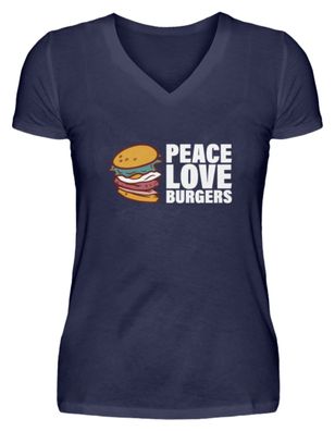 PEACE LOVE Burgers - V-Neck Damenshirt