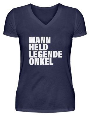 MANN HELD Legende ONKEL - V-Neck Damenshirt-3HT0WYFT