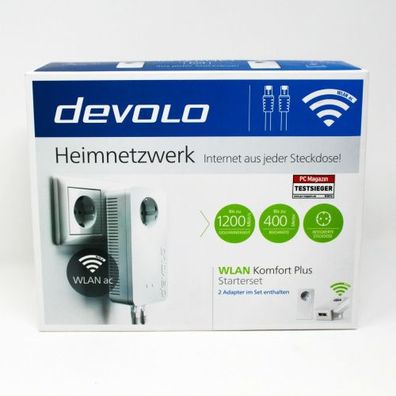 Devolo Powerline WLAN Komfort Plus 2 Adapter Datenübertragung bis zu 1200Mbit/ s