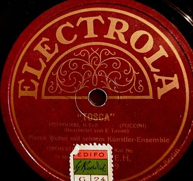 MAREK WEBER "Tosca - Potpourri - Teil I & II (Puccini)" Electrola 1925 78rpm 12"