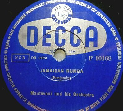 Mantovani "Jamaican Rumba / Swedish Rhapsody" Decca 1953 78rpm 10"