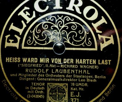 Laubenthal & Leider "Heiss ward mir von der harten Last / Heil dir, Sonne!" 1927