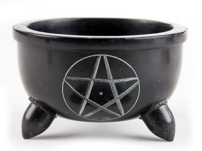 Specksteinschale Pentagramm &oslash; 9,7 cm Handarbeit Räucherschale Räuchergefäß