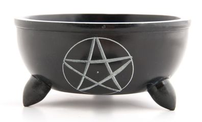 Specksteinschale Pentagramm &oslash; 12 cm Handarbeit Räucherschale Räuchergefäß
