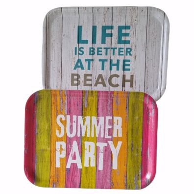 Mini-Tablett Serviertablett LIFE BEACH/ SUMMER PARTY 27x20cm Geschenk lustiges