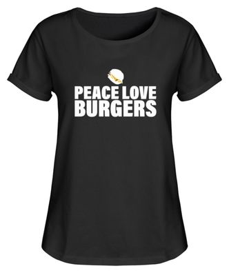 PEACE LOVE Burgers - Damen RollUp Shirt