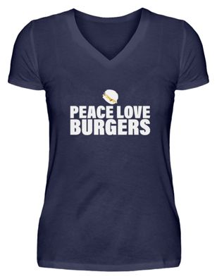 PEACE LOVE Burgers - V-Neck Damenshirt-V2J60FEH