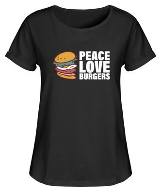 PEACE LOVE Burgers - Women Rollup Shirt-IT4EVV7M