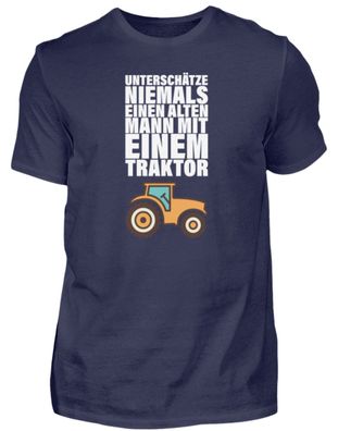 Unterschätze kein mann mit einem Traktor - Herren Premiumshirt