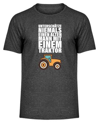 Unterschätze kein mann mit einem Traktor - Herren Melange Shirt