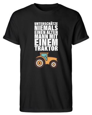 Unterschätze kein mann mit einem Traktor - Herren RollUp Shirt
