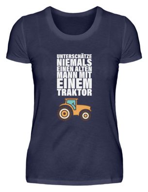 Unterschätze kein mann mit einem Traktor - Damen Premiumshirt