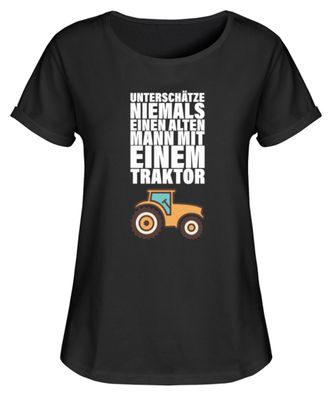 Unterschätze kein mann mit einem Traktor - Damen RollUp Shirt