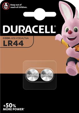 Duracell - LR44 / A76 / V13GA - 1,5 Volt 105mAh Alkali - 2er Blister