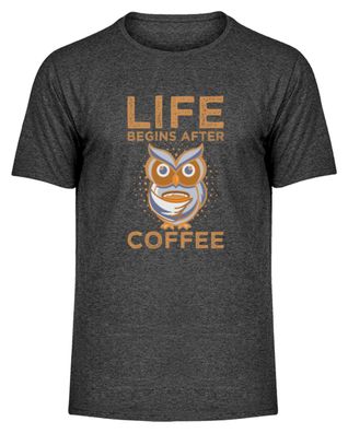 LIFE BEGINS AFTER COFFEE - Herren Melange Shirt